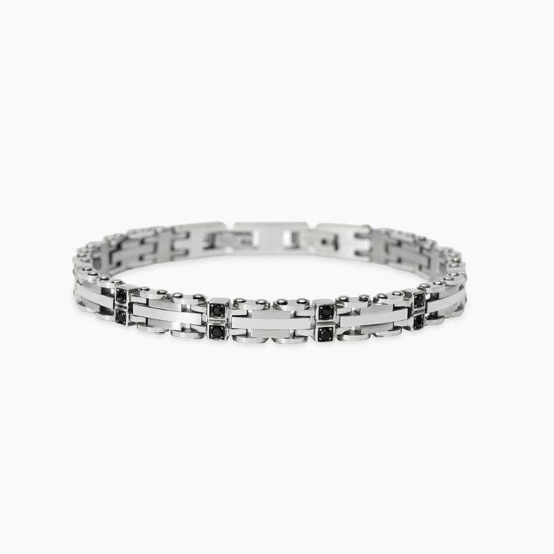 Bracciale in acciaio con elementi imperniati e cristalli STYLE 67 Kidult Style