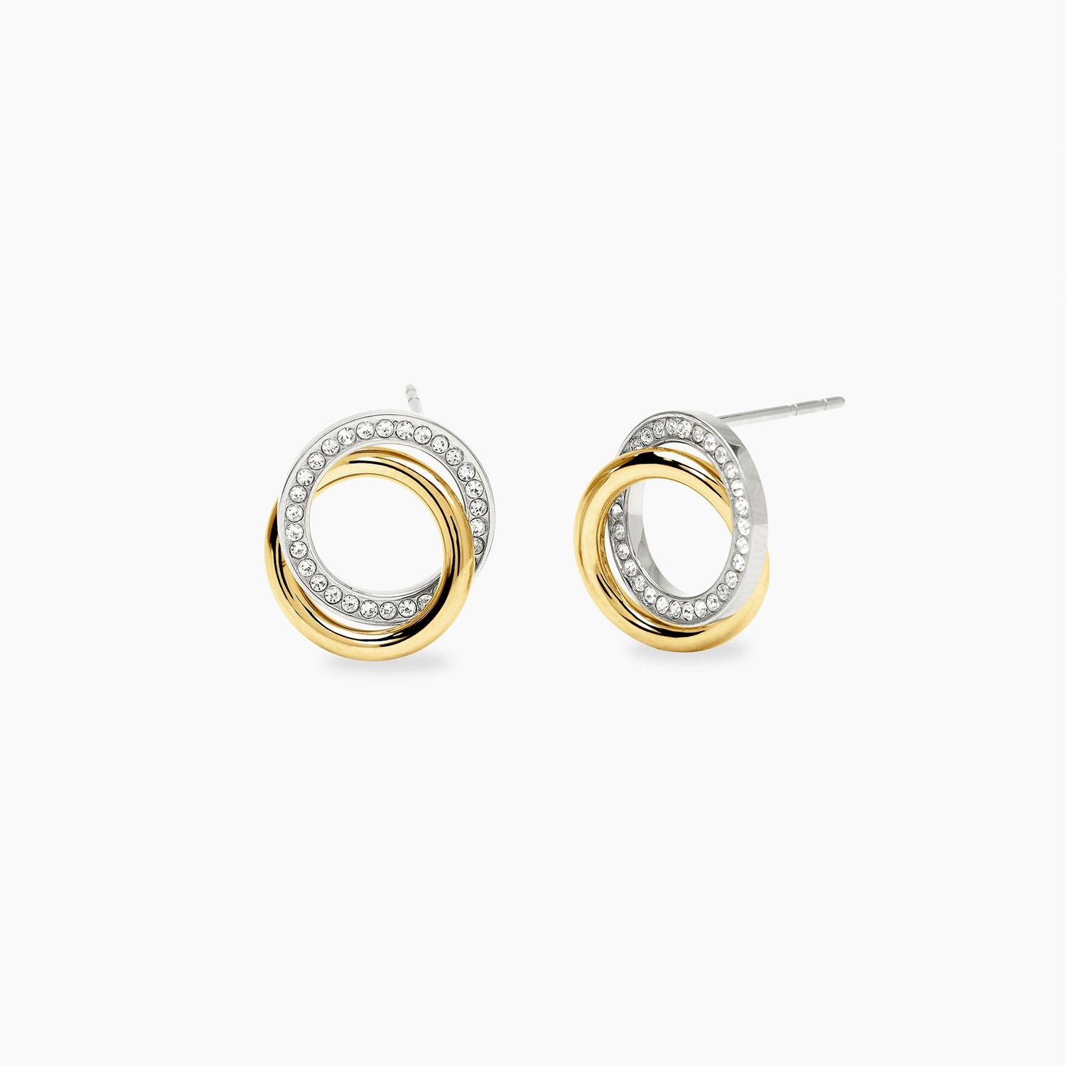 Orecchini cerchio bicolore in acciaio dorato e cristalli STYLE 88 Kidult Style