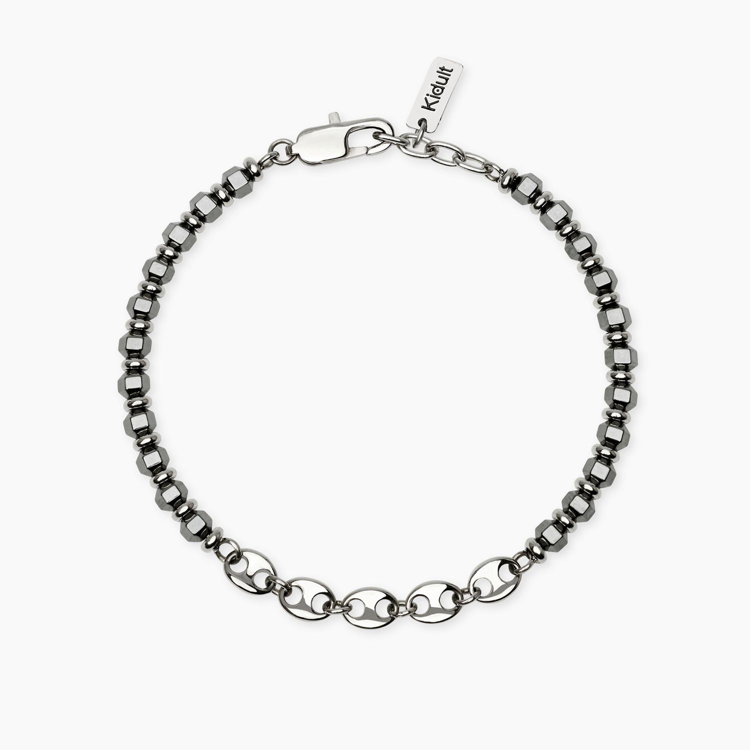 Bracciale in acciaio con ematite e catena marina STYLE 63 Kidult Style