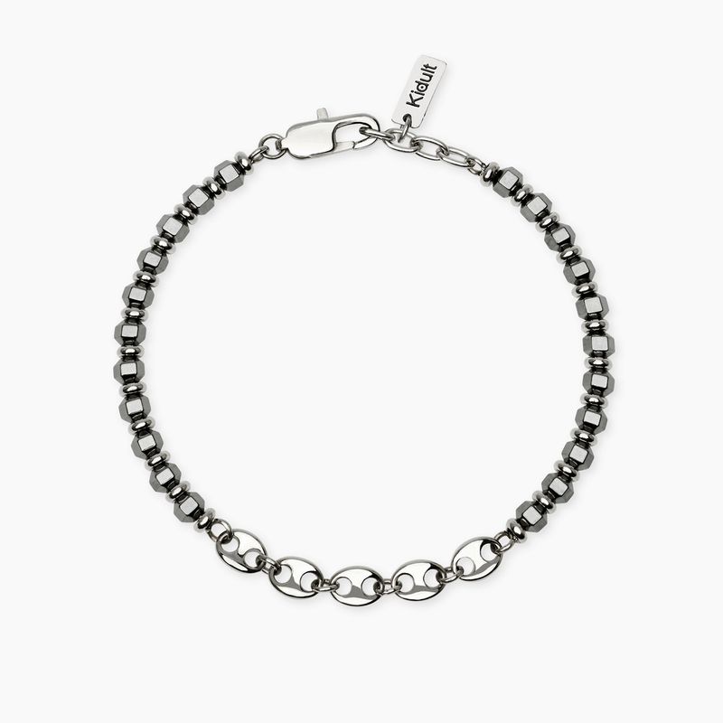 Bracciale in acciaio con ematite e catena marina STYLE 63 Kidult Style