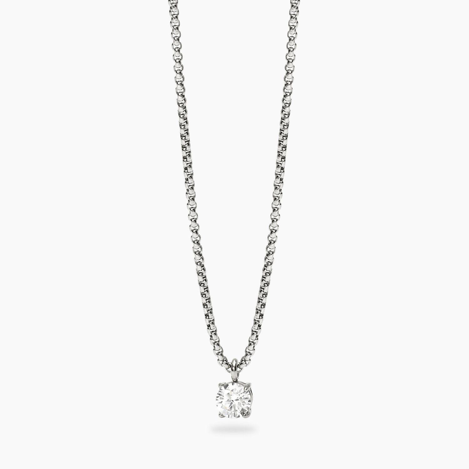 Collana uomo in acciaio con catena veneta e zircone bianco STYLE 53 Kidult Style Collana uomo in acciaio con catena veneta e zircone bianco STYLE 53 Kidult Style