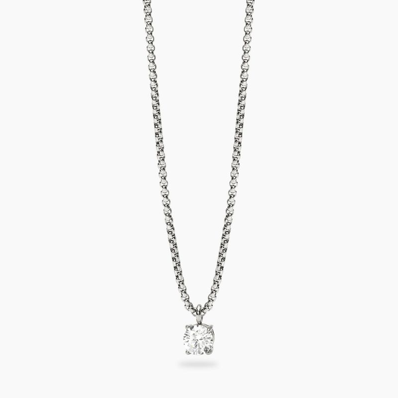Collana uomo in acciaio con catena veneta e zircone bianco STYLE 53 Kidult Style