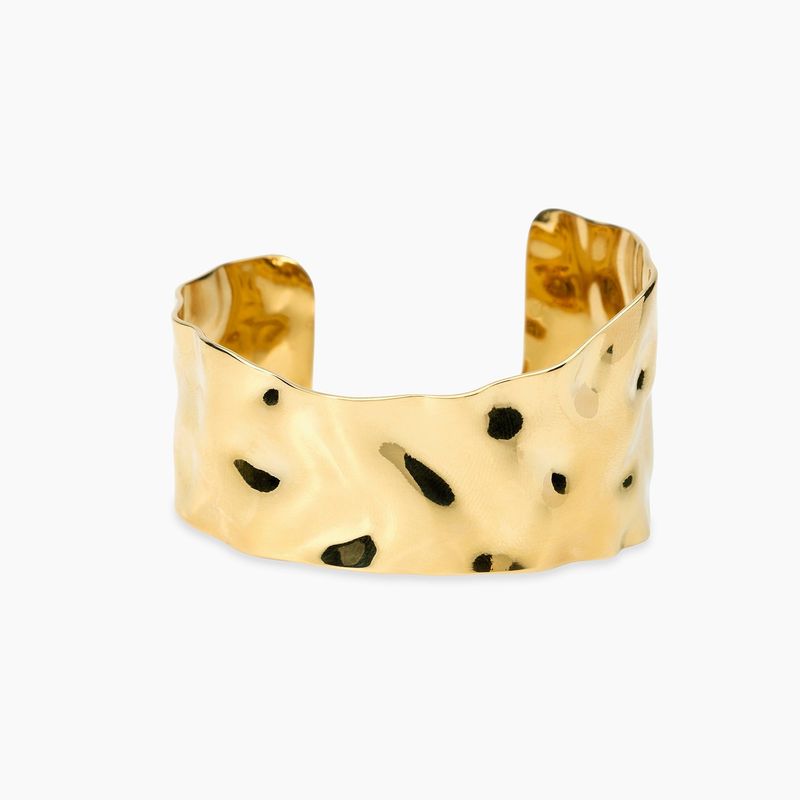 Bracciale bangle aperto in acciaio dorato martellato STYLE 105 Kidult Style