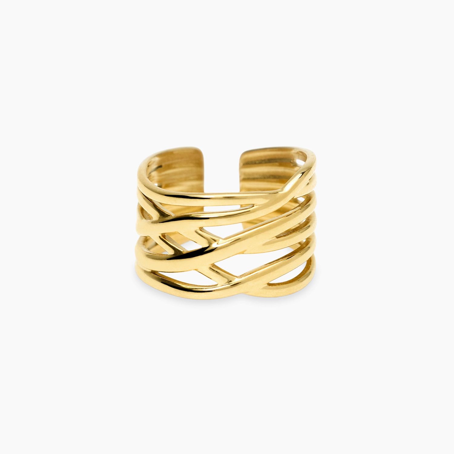Anello aperto multifilo in acciaio dorato STYLE 104 Kidult Style