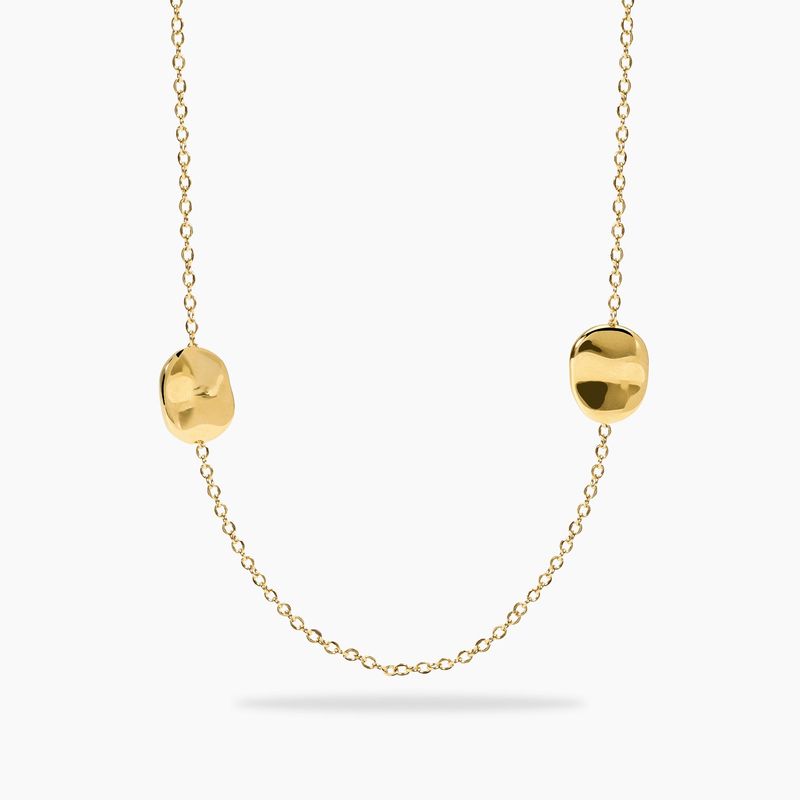Collana in acciaio dorato con catena rolò ed elementi piatti STYLE 46 Kidult Style