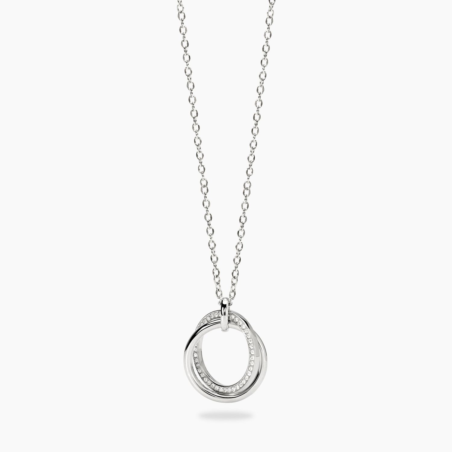 Girocollo in acciaio con catena forzatina e pendenti ad anello con cristalli STYLE 88 Kidult Style Girocollo in acciaio con catena forzatina e pendenti ad anello con cristalli STYLE 88 Kidult Style