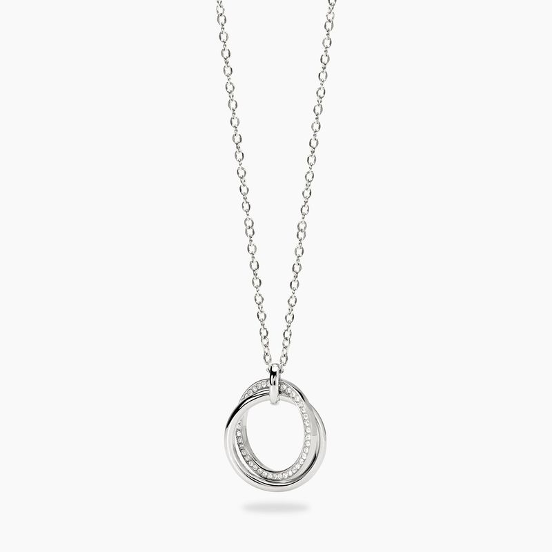 Girocollo in acciaio con catena forzatina e pendenti ad anello con cristalli STYLE 88 Kidult Style