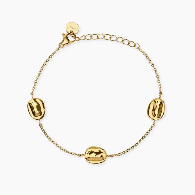 Bracciale in acciaio dorato con catena rolò ed elementi schiacciati STYLE 46 Kidult Style
