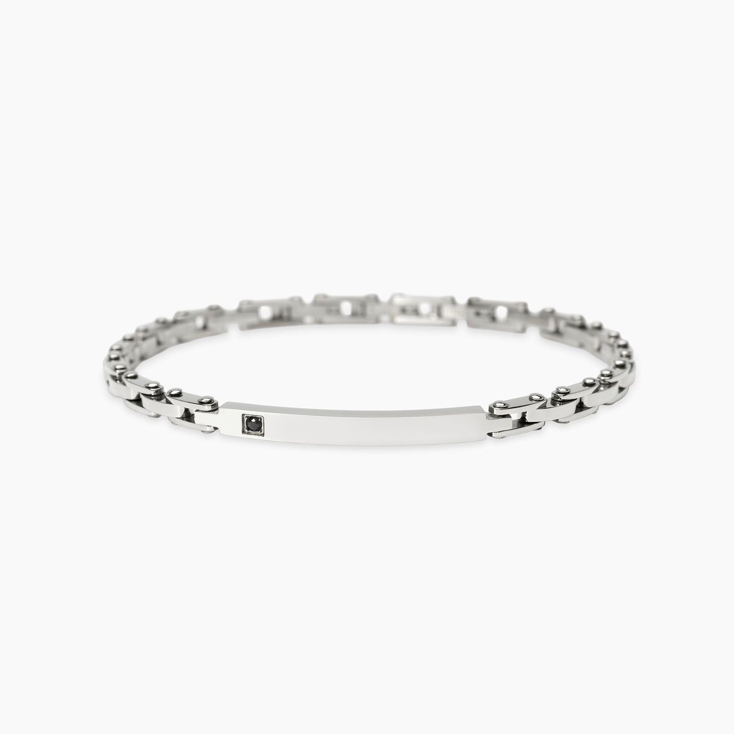 Bracciale uomo in acciaio con piastra e cristallo nero STYLE 21 Kidult Style