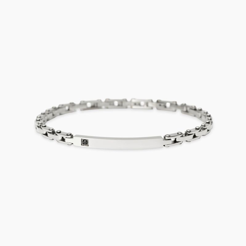 Bracciale uomo in acciaio con piastra e cristallo nero STYLE 21 Kidult Style