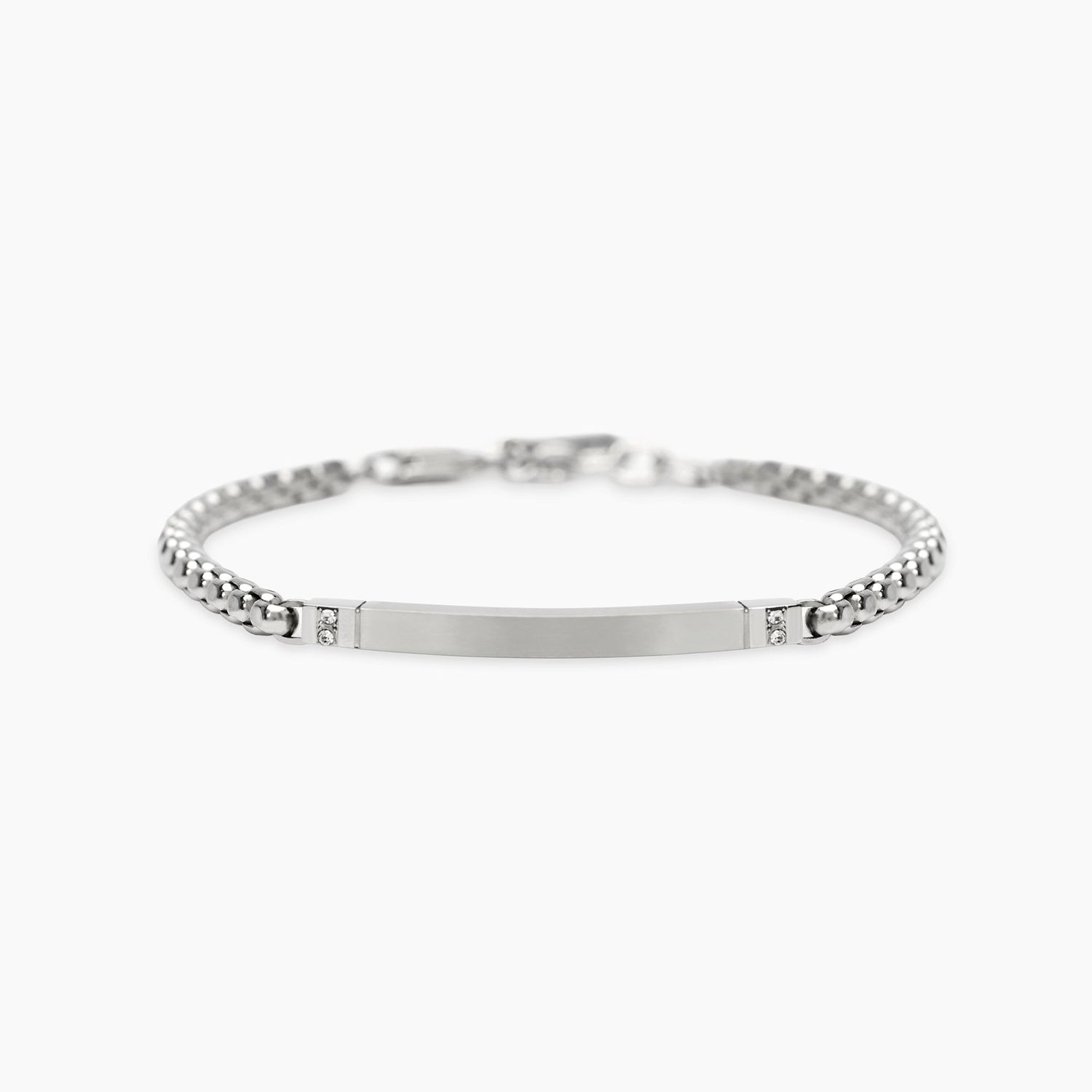 Bracciale in acciaio con catena veneta e piastra STYLE 17 Kidult Style
