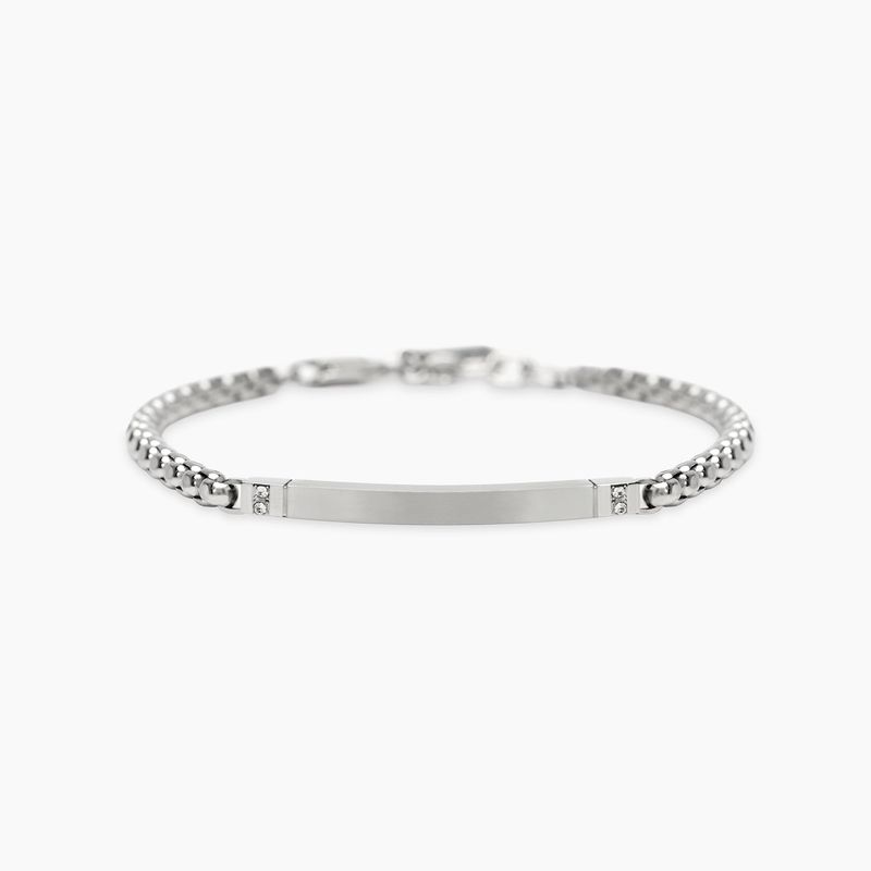 Bracciale in acciaio con catena veneta e piastra STYLE 17 Kidult Style