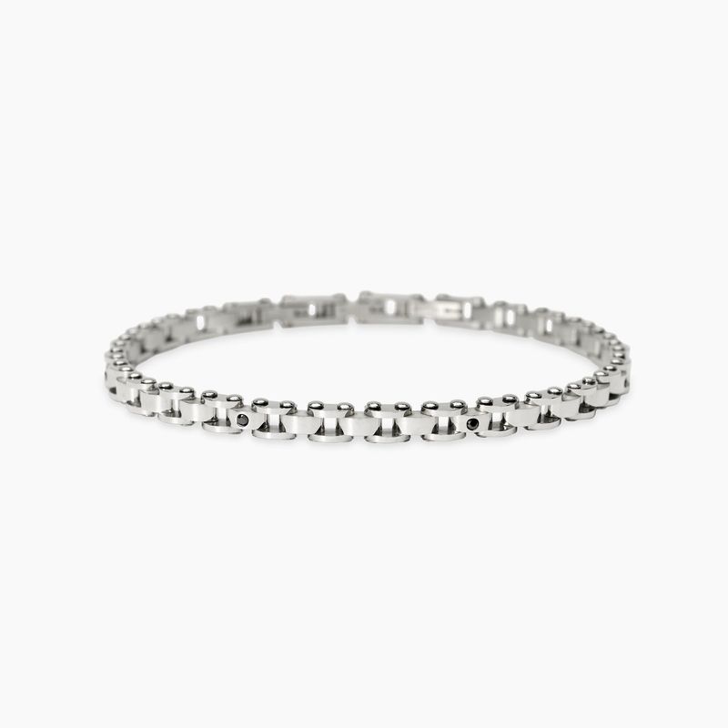 Bracciale uomo in acciaio con elementi imperniati e cristalli neri STYLE 66 Kidult Style