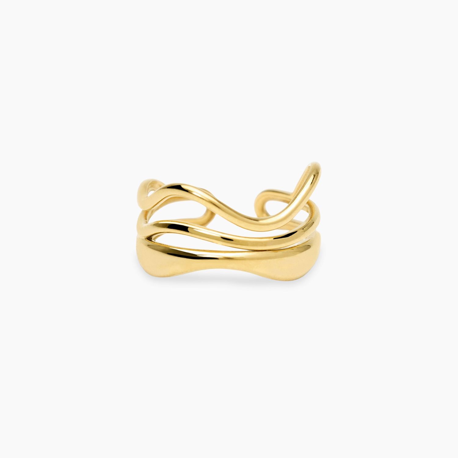 Anello aperto multifilo in acciaio dorato STYLE 104 Kidult Style