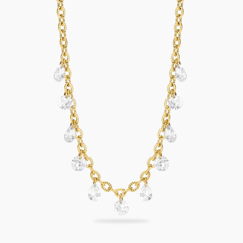 Girocollo in acciaio dorato con catena fancy e pendenti glass STYLE 101 Kidult Style