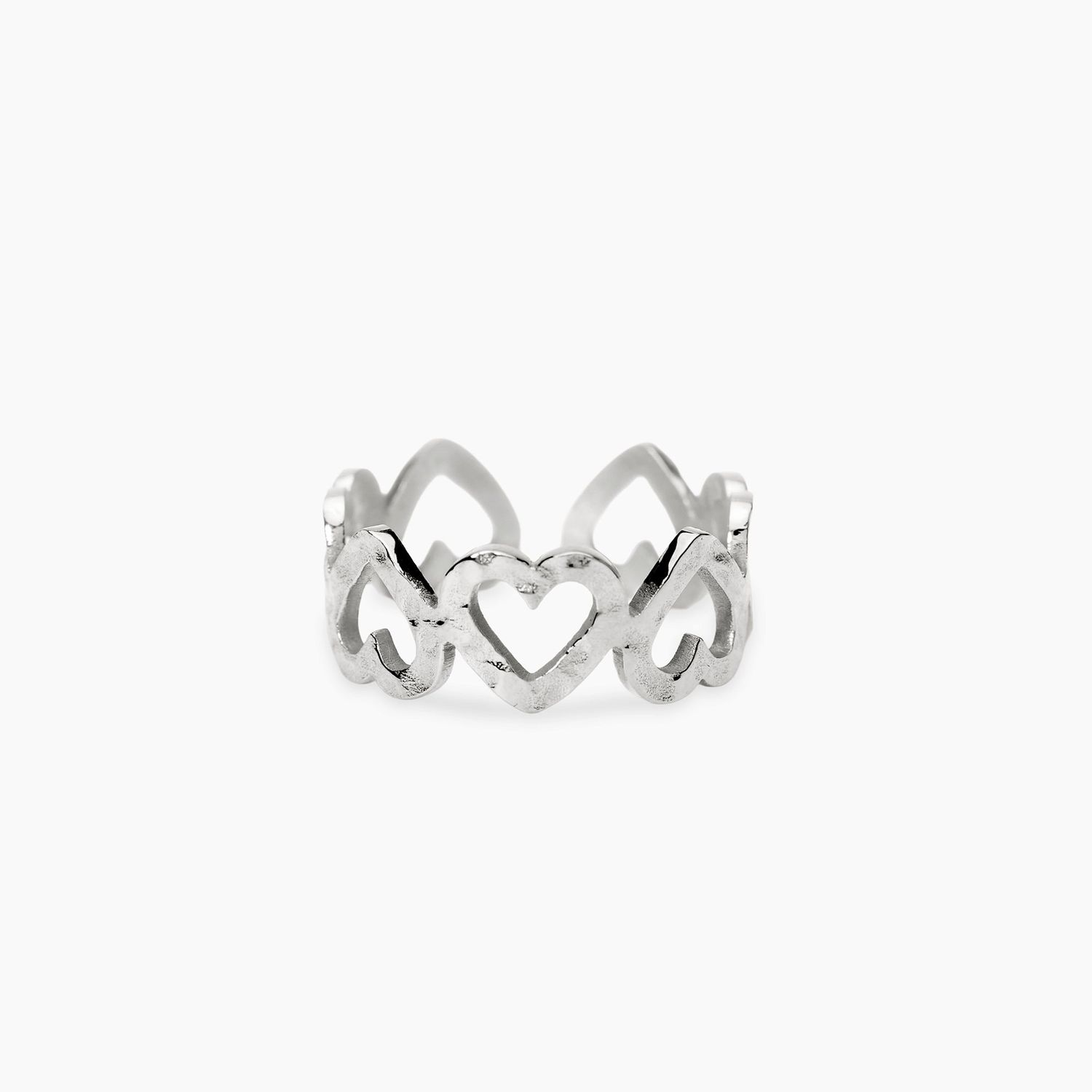 Anello aperto in acciaio con cuori martellati STYLE 103 Kidult Style