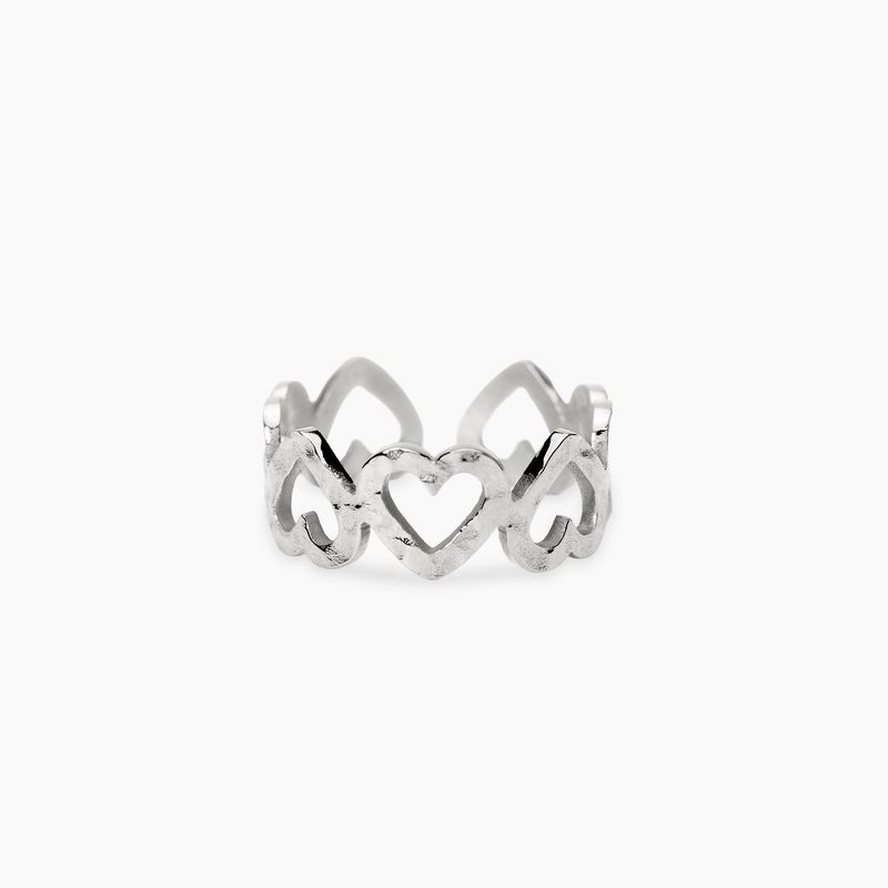 Anello aperto in acciaio con cuori martellati STYLE 103 Kidult Style Anello aperto in acciaio con cuori martellati STYLE 103 Kidult Style
