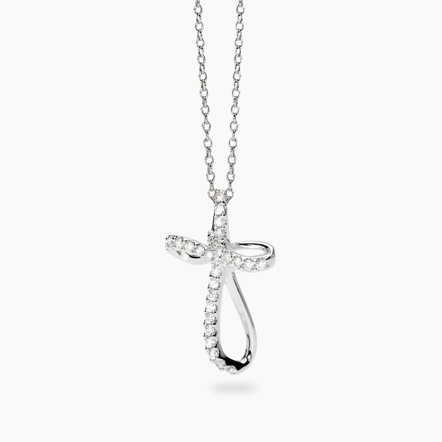 Girocollo in argento con pendente croce con zirconi - Mabina Gioielli Girocollo in argento con pendente croce con zirconi - Mabina Gioielli