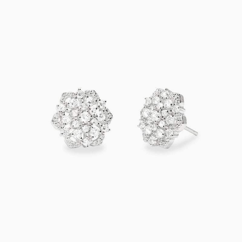 Orecchini fiore in argento con zirconi - Mabina Gioielli
