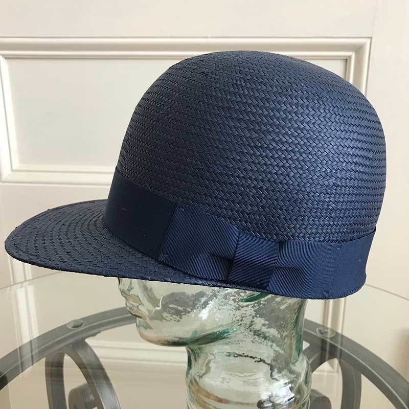 New Bowler - Straw - Navy