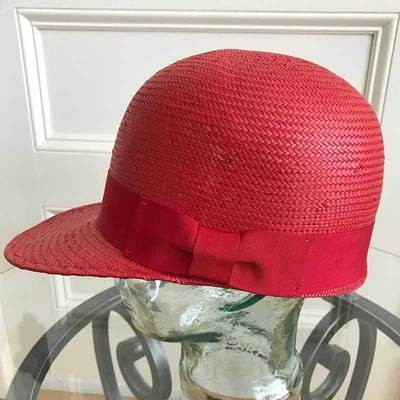 New Bowler - Straw - Red