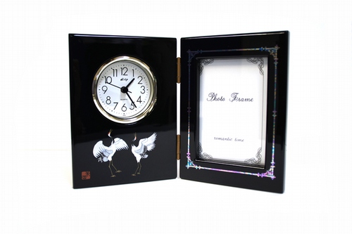 Oriental Bazaar Japanese Photo Frame and Clock - Crane Print