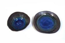 Oriental Bazaar Japanese Ceramic Blue Grey Dish and Bowl. Arita Style From Kyushu
