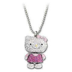 Hello Kitty Swarovsky Rose Dress Long Pendant  Limited Edition