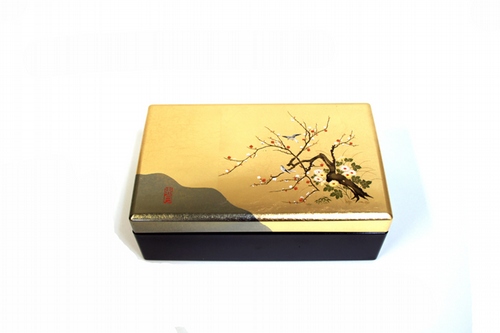 Oriental Bazaar Japanese Jewelry Box - Gold with Cherry Blossoms