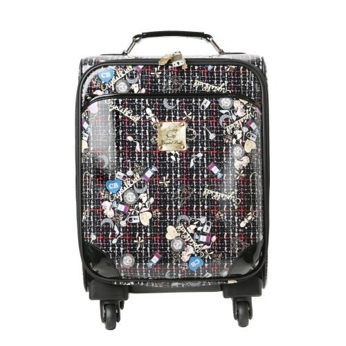 Crystal Ball Pins Tweed CARRY PLUS Rolling Suitcase