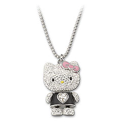 Hello Kitty Swarovsky Black Dress Pendant Japan Exclusive Limited Edition