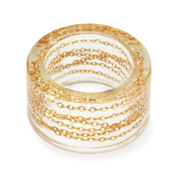 e.m Tiptoe Gold Clear Brass Gold Meki Ring