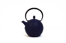 Oriental Bazaar Japanese Blue Cast Iron Teapot Hinomaru