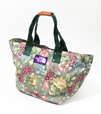 THE NORTH FACE PURPLE LABEL Tote Bag. PARA Flower Print. Green
