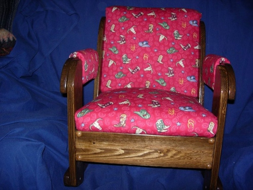Child&#39;s Rocking Chair Hats, Boots, Skulls