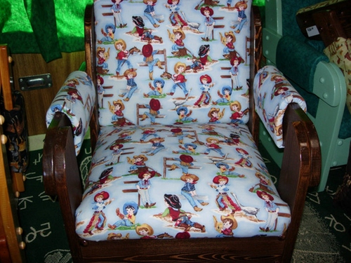 Childs Rocking Chair Cowboys On Blue
