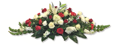 Red and Green Casket Spray