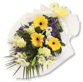 Flowers in Cellophane - Lemon, Purple and White