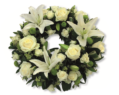 White Lily and Rose Wreath