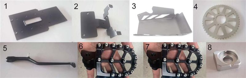 BODY COMPONENTS II - ALLOY/METAL  SR-E15 PRO (Foot Rest, Rear Drive Sprocket, etc..)