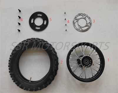 REAR WHEEL  (Tire, Hub, Rim, Rear Sprocket, Brake Rotor / Brake Disc) Diagram SR-E500