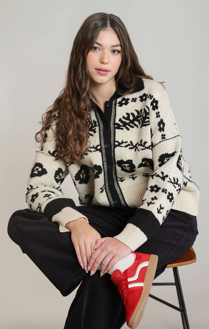 Flower Jacquard Cardigan