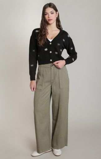 Twill Wide Leg Pant