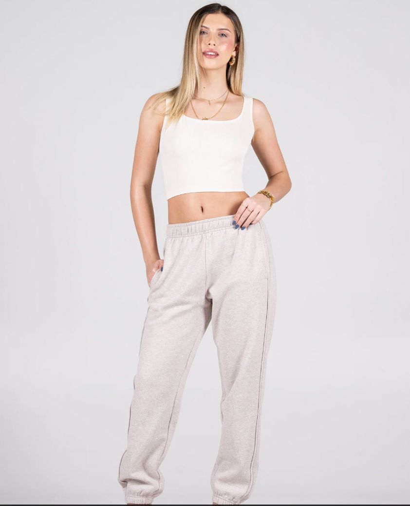 Poly/Cotton Fleece Jogger Pant, Colour: Heather Taupe, Size: S