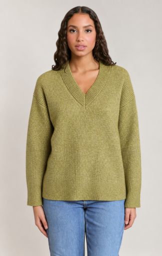 V-Neck Sweater, Colour: LEAF, Size: XS