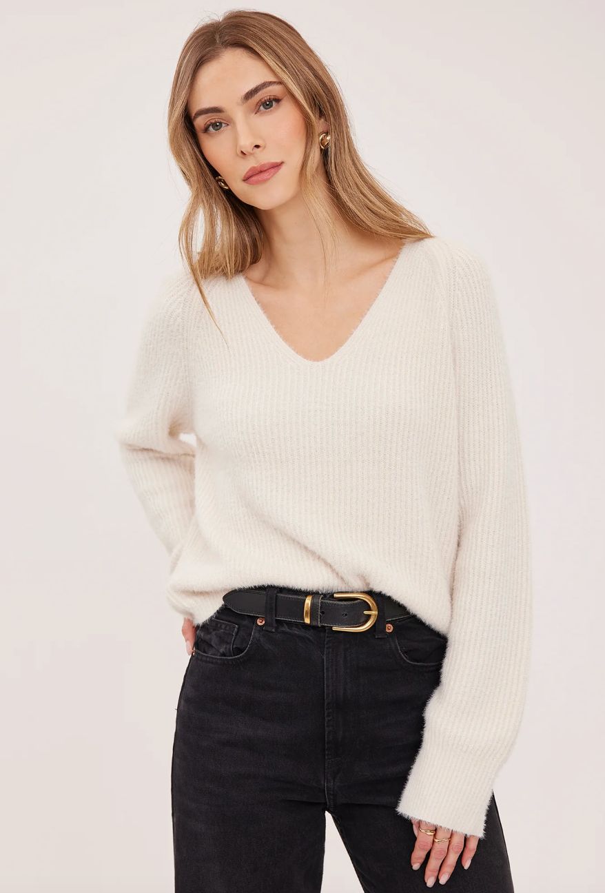 Filomena V-Neck Sweater, Colour: Cream, Size: S