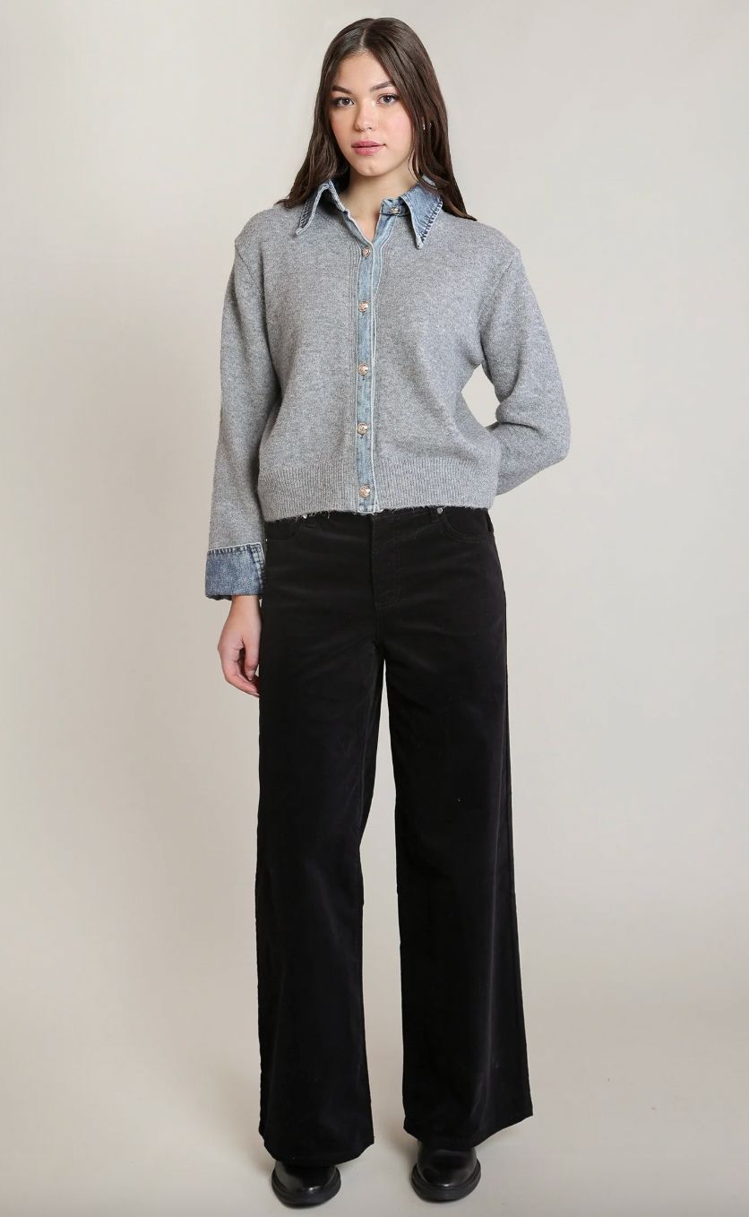 Denim Trim Sweater Shirt