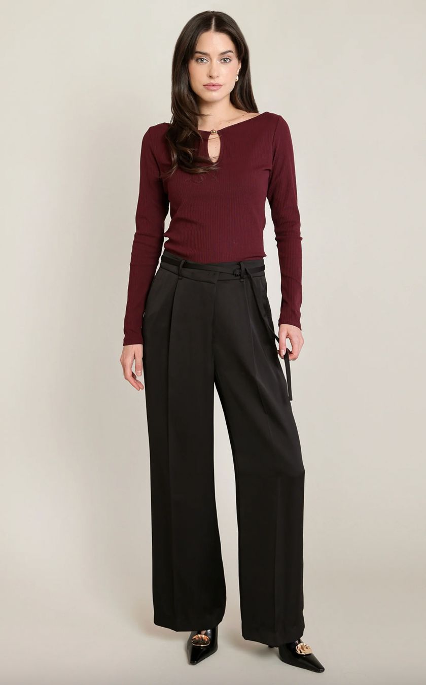 Belted Satin Pants