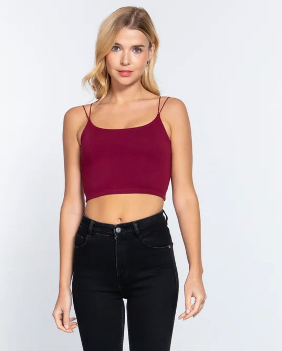 Round Neck 2-Ply Knit Cami Crop