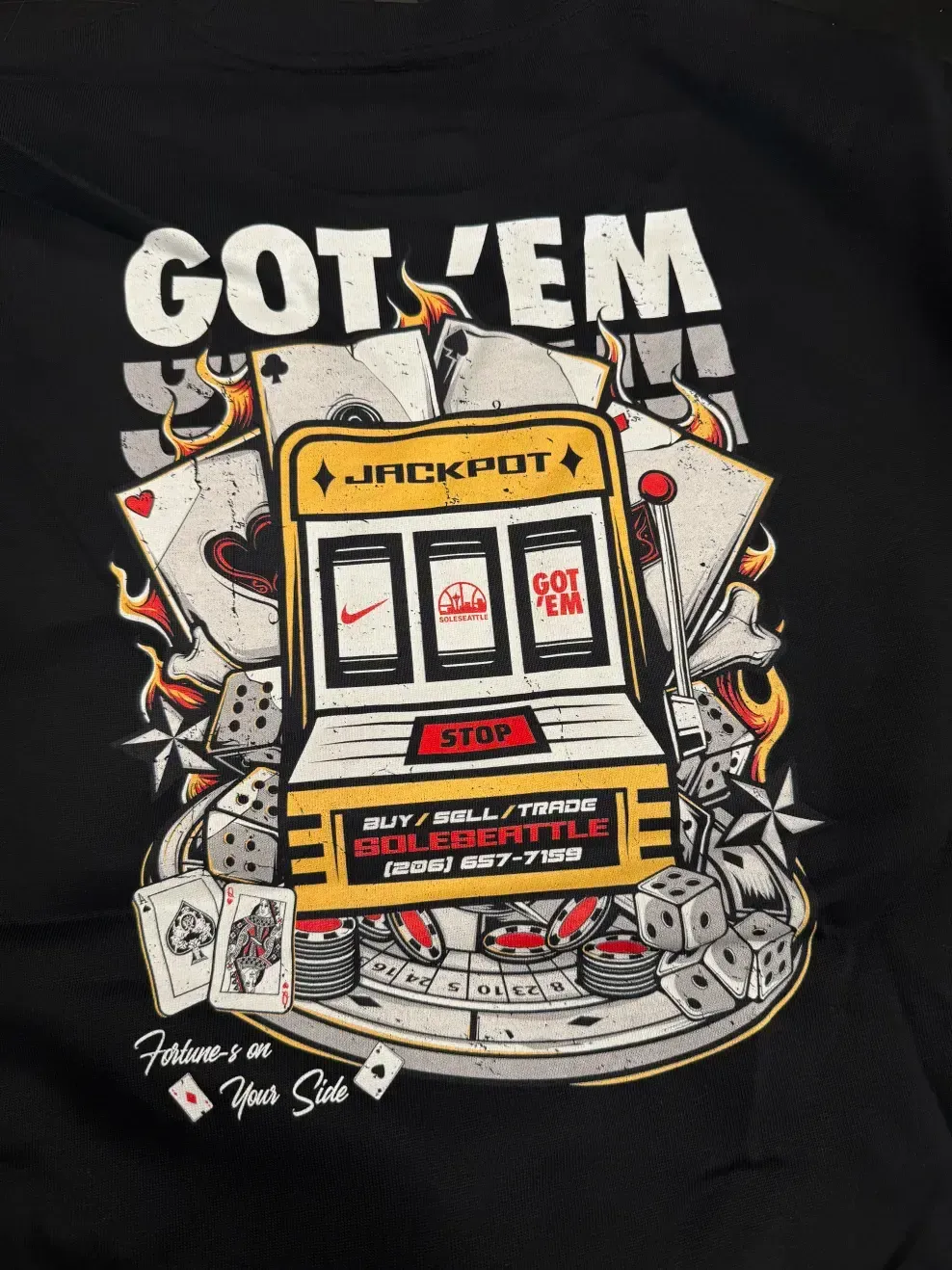 SOLESEATTLE CASINO TEE BLACK Size Large